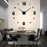Großes modernes Design DIY 3D Wanduhr Quarz Uhren Uhren Acryl Spiegel Aufkleber Uhr Wand Wohnkultur Reloj de Pared Horloge x0705