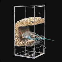 1 * Plastic No-Mess Automatic Bird Feeder Parrot Canarische Cockatiel Pet Supplies Transparent Feeding Box Other
