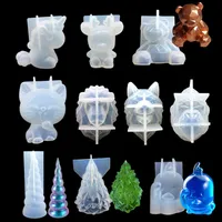 3D Beer Unicorn Horn Christmas Deer Tree Cat Loving Heart Lion Wolf Duck Silicone Sugarcraft Mold Fondant Cake Decorating Gereedschap Y0223