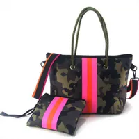 Dropshipping New 2pcs Neoprene Beach Bag Totes Women Summer Holiday Shoulder Bags Fashion Set Handbag