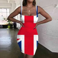 Brand British Flag Dresses Women United Kingdom Bodycon Dress Geometric Halter Sleeveless Graffiti Sundress Colorful 3d Print