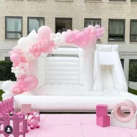 ПВК -джемпер надувный свадебный свадебный комбинированный замок с помощью слайд и шариковые ямы для прыжковой кровать Bouncy Castle Pink Bouncer House Moonwalk для забавных игрушек