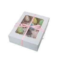 6pcs kraft kağıt cupcake kutusu pencere düğün iyilikleri şeker Noel kurabiyeleri ambalaj doğum günü partisi bebek duş dekor malzemeleri hediye sargısı