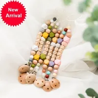 Wooden Designers 1pc Pacifier Chain Personalized Clip Baby Teether Toys Stroller Accessories Born 9DDC