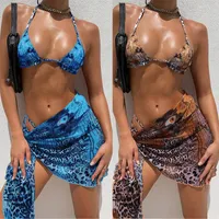 Feminino Swimwear Swimsuit para Mulheres 2021 Three Parte Flor Print Split Sets Plus Size Beachwear Bikini Traje de Baño
