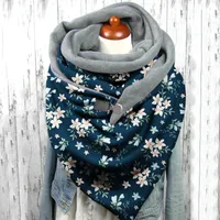Scarves Luxury For Women Fashionable Flower Printing Winter Neck Warmer Shawls Button Soft Wrap Warm Bufanda Para Mujer