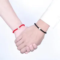 Bracelets de charme casais amigos atraem homens homens pulseira vermelha tecelagem preta requintada cadeia de corda de longa distância Jewel