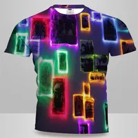 Sicurezza Psichedelica Senza UY 3D Grafica T per uomo US Dimensione Light Top Rainbow Tshirt Uomini / Donna Tees La Hip Hop Top Top Top TEE 210813