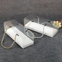 Presentförpackning 10st Portable Plast Pet Packing Box Roll Long Transparent Cake Schweiziska Boxar Förpackning Dessertbehållarehållare