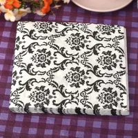 Vintage tafel servet papier weefsel gedrukt bloem blauw zwart geel goud handdoek decoupage servilletas bruiloft verjaardagsfeestje decor mat 20211224 Q2