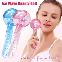 2pcs / lot grande Globes Magic Ice Globes Hockey Energy Face Massager Beauty Crystal Ball Sfera Vial Cooling Globe Wave Wave per massaggio oculare