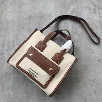 Luxury 3A Classic Brand Brown Shopping Bag Läder Canvas Stor kapacitet Högkvalitativ handväska Ladies Shoulder Bag's