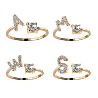 A-Z brief goud kleur metalen verstelbare opening paar ringen initialen naam alfabet vrouwelijke creatieve vinger trendy feest sieraden