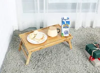 Bambu café da manhã servindo bandeja com alça, mesa de bandeja de cama com pernas dobráveis, mesa de laptop, bandeja de café da manhã para sofá, almofada lanchonete bebida prato