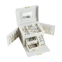 2021 Duża biżuteria Box Organizer PU Skórzany szuflada pudełka biżuteria Aksamitna kolczyk Naszyjnik Biżuteria Przechowywanie Case Caski