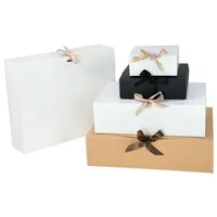 Подарочная обертка 1 шт. Белый Крафт черный ящик картонный пакет конфеты коробки для хранения с лентами ручной работы свадьба по случаю дня рождения