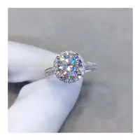 Кластерные кольца пропущены алмазные испытания 1CT Super White D Цветная очистка VVS Moissanite кольцо S925 серебряные позолоченные женщины вовлечения ювелирных изделий