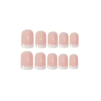 24pcs/set Natural Nude White French Nail Tips Full cover UV Gel Press on False Nails Ultra Easy Wear For Home Travel