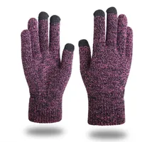 5本の指の手袋男性女性冬ニットタッチスクリーンのテキストメッセージ滑り止めシリコーンヤシの弾性カフサーマライド屋外の運転
