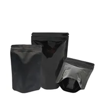 Resealable Black Mylar Bags Cheiro à prova de alimento da folha para zip alumínio bloqueio de alimentos armazenamento de alimentos embalagens de zíper