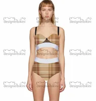 Top Plaid Bikinis Padded Push Up Kvinnors Designer Baddräkter Utomhus Beach Turism Semester Sexig Bandage Kaki Badkläder