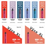 Vyce XL 1200Puffs engångsenhet E cigarettstartkits kit Vape pennpatroner 5ml 950mAh batteri förångare tomma pods vs puff plus luftbar lux 0268224-2