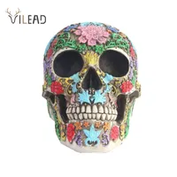 VILAD Creativo 1: 1 Colorful Skull Ornaments Halloween Party Figurine Decorazioni per la casa Modello medico Stanza interna Statua regalo