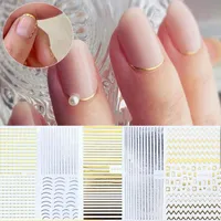 Aufkleber Abziehbilder Bronzing Geometrische Gold Silber Linien Nagelzubehör für Nägel Kunst Falsche Aufkleber Maniküre Slider Streifenband