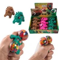 Squishy Dinosaur Fidget Toy Anti Stress Squish Beads Ball Squeeze Toys Decompression Anxiety Reliever Venting Grape Balls