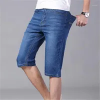 Man sommar plus storlek jeans oversize denim byxor raka byxor knä längd mezclilla pantalones cortos män