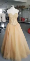 2021 Real Pics Aline Sweetheart Pearls Evening Dress Zipper Tulle Formell Pagant Prom Custom Made Party Wear