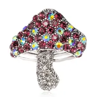 Red Mushroom Brooches Full Rhinestones Women Girls Brooch Pins Fashion Jewelry Wedding Accessories Decoration