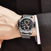 Relojes de pulsera Benyar Moda Cronógrafo Relojes para hombre Top Militar Correa de acero inoxidable Cuarzo Reloj deportivo Relogio masculino