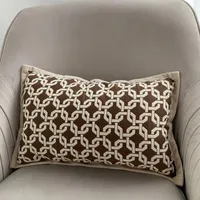 Kussen / Decoratief Kussen Dunxdeco Retro Brown Cushion Cover Couch Decorative Case Simple Vintage Klassieke Geometrische Jacquard Sofa Chair Co