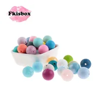 Fkisbox 500pcs 12mm Silicone Round Loose Beads Baby Teether BPA Free Pacifier Chain Accessories Tooth Nurse Chewable Gift DIY 211101