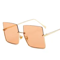 2022 Metals Semi-Random Sunglass Women Retro Oversized Square Men Fashion Half Frame Streetwear Eyewear