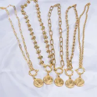 Anhänger Halsketten 100% Edelstahl Saint St. Benedict Münzmedaillon Halskette für Frauen Gold / Silber Farbe Metal San Benito Chunky Kette C
