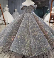 Gold Girls Pageant Dresses Sequined Toddler Ball Gowns Jewel Long Sleeves Formal Kids Party Gown Flower Girl Dresses for Weddings 2021
