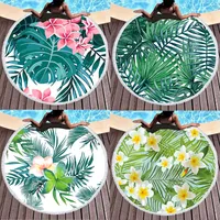 Tropikal Rüya Plaj Havlu Yüksek Kaliteli Baskılı Yaz Yaprak Yeşil Yapraklar Çiçekler ile Deniz Kum Çim Bahçesi Oturan Yastık Yüzme Kapağı