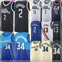 Kawhi 2 Basketbal Leonard Jersey Giannis 34 AntetokounMpo Jerseys Mens Paul 13 George Jersey Goedkope Sales Black