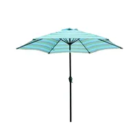 EU estoque Outdoor Patio 8,6 pés Mercado Mesa De Mesa Shade Guarda-chuva Com Botão Push Tilt e Manivela, Red Listras Não Incluído Base