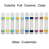 Colorful Full Ceramic Cartridges Snap On Tips Atomizer 510 Thread Vape Cartridge Foam Tray Package 0.8ml 1.0ml Empty Disposable Vaporizer Pen