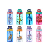 480ml Copa de agua para niños Dibujos animados creativos bebés bebés tazas con pajitas Botellas de agua a prueba de agua Tazas para niños portátiles al aire libre 1786 Y2