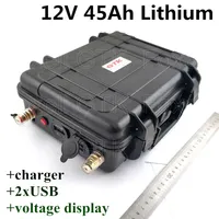 12V 45AH NOT 40AH 50H Lithium Li ion Battery Pack com porta USB e BMS para a luz de rua Banco de energia scooter ebike + carregador