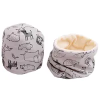 Schals Baumwolle Babykappe und Schal Set, Plüsch Kopfbedeckung, warm, Herbst, mit Kragen, Hut, Serie