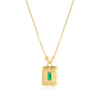 Canner Hot Selling Jewelry S925 Sier Sier Retangular Forma Pingente Verde Clear Diamond Lock Bloqueio Necklac Para As Mulheres