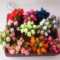 Handgemachte Mini-Seide Rose Bouquet Künstliche Blume Hochzeit Dekoration DIY Kranz Clip-Art Gefälschte Blumen Dekoration 20220221 Q2