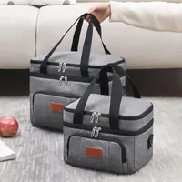 Storage Bags Picnic Cooler Bag Insulated Portable Double Decker Family Cooling Voedsel Picknick Lunch Tassen Voor For Camping
