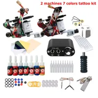 Komplett Tattoo Gun Kit för nybörjare Strömförsörjning Bläck Nålar Guns Small Body Art Machine Set Permanent Makeup