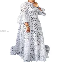 Ethnic Clothing African Elegant Dresses For Women Hollow Out 2022 Muslim Fashion Abayas Robe Kaftan Long Maxi Dress One Piece
